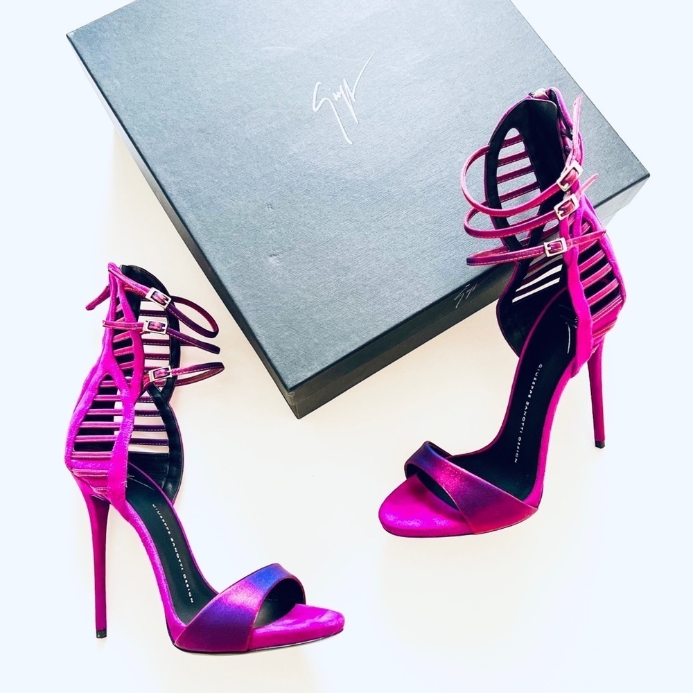 Giuseppe Zanotti Limited Edition Magenta Pink Strap Princess Sandal Heels 38